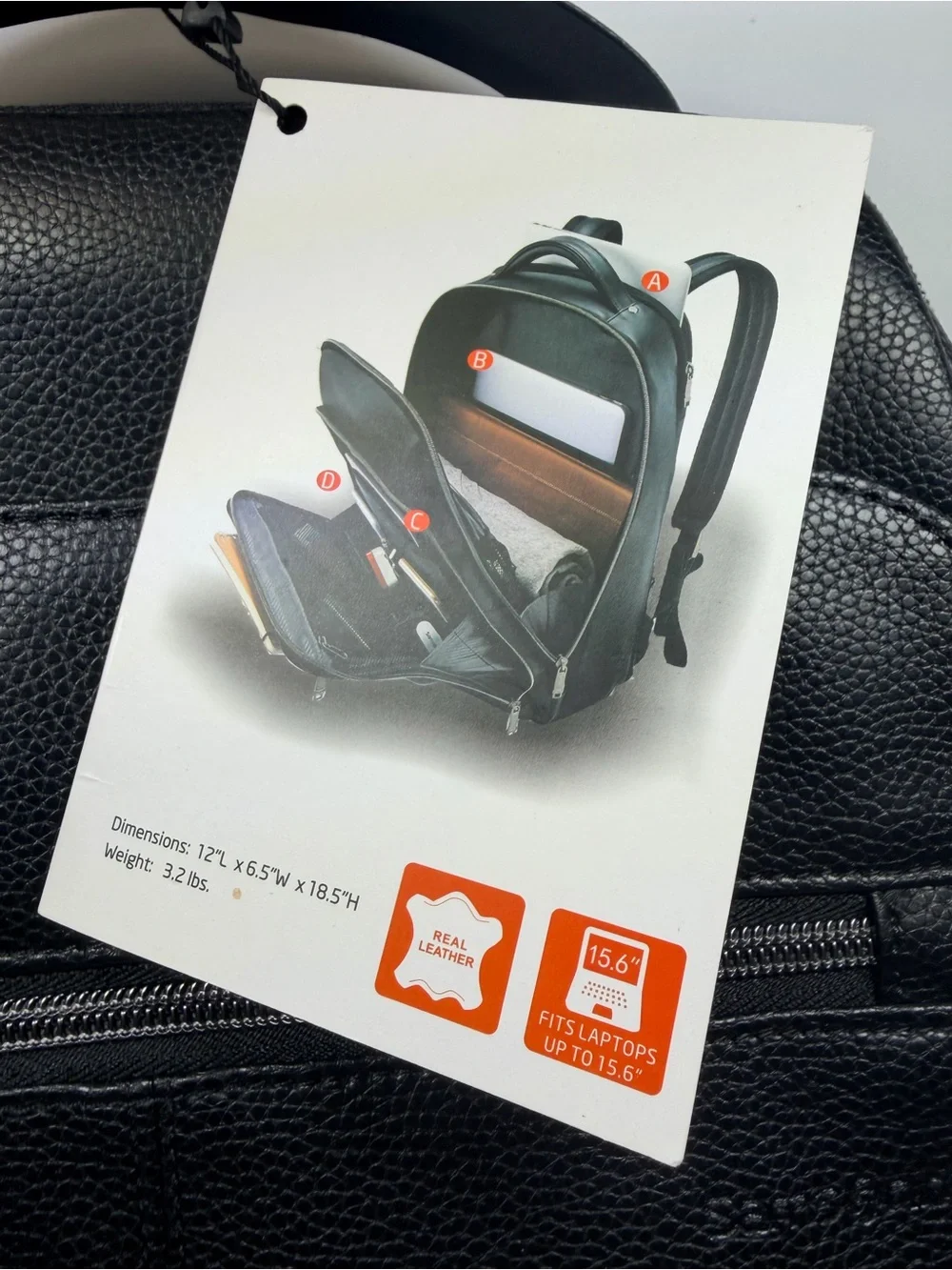 NEW Samsonite Classic Leather Business Backpack Black 15.6” Laptop Bag
